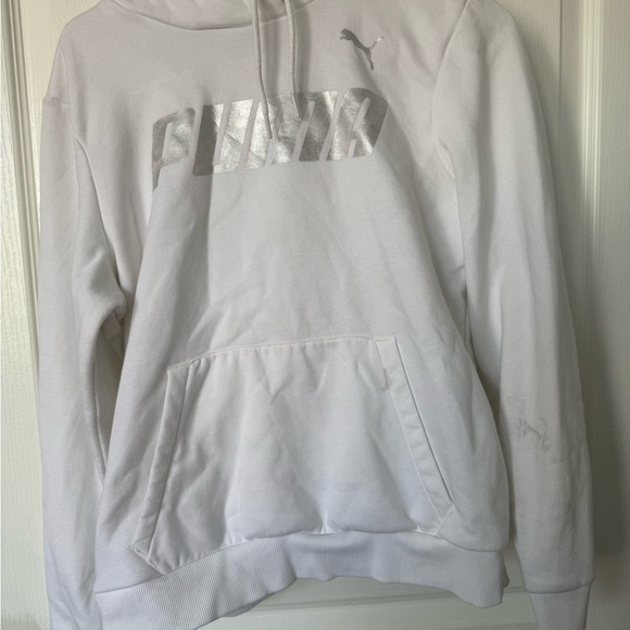 Puma White Hoodie with Silver Logo - Picture 2 of 6